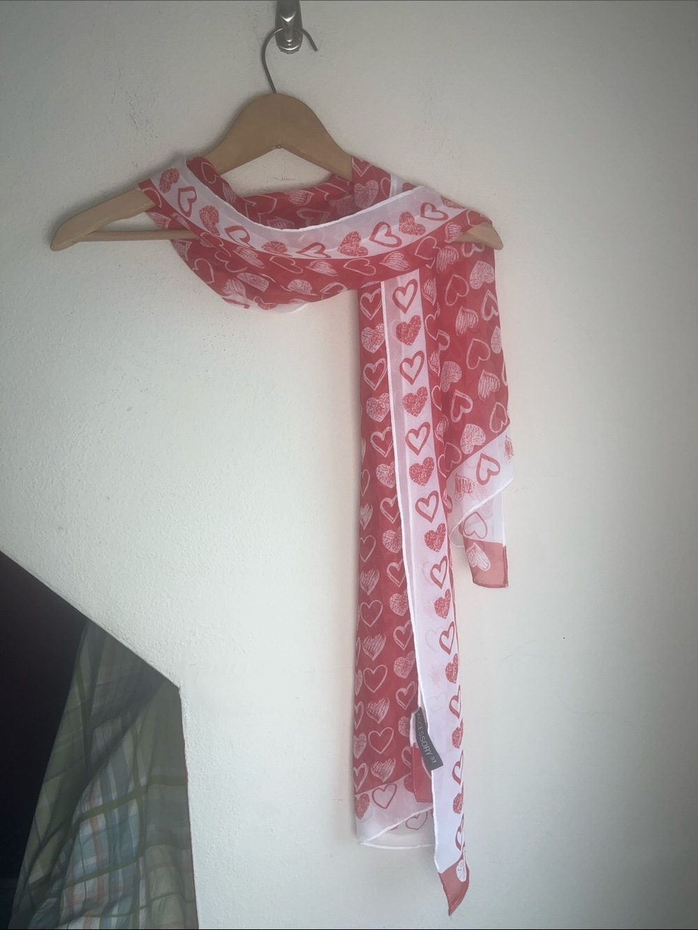 Accessory St Red and White Heart Print Women's Scarf